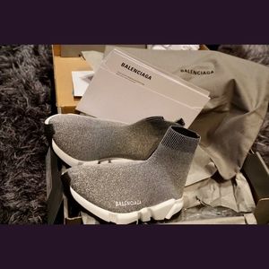 Balenciaga  speed trainer  metallic  gray